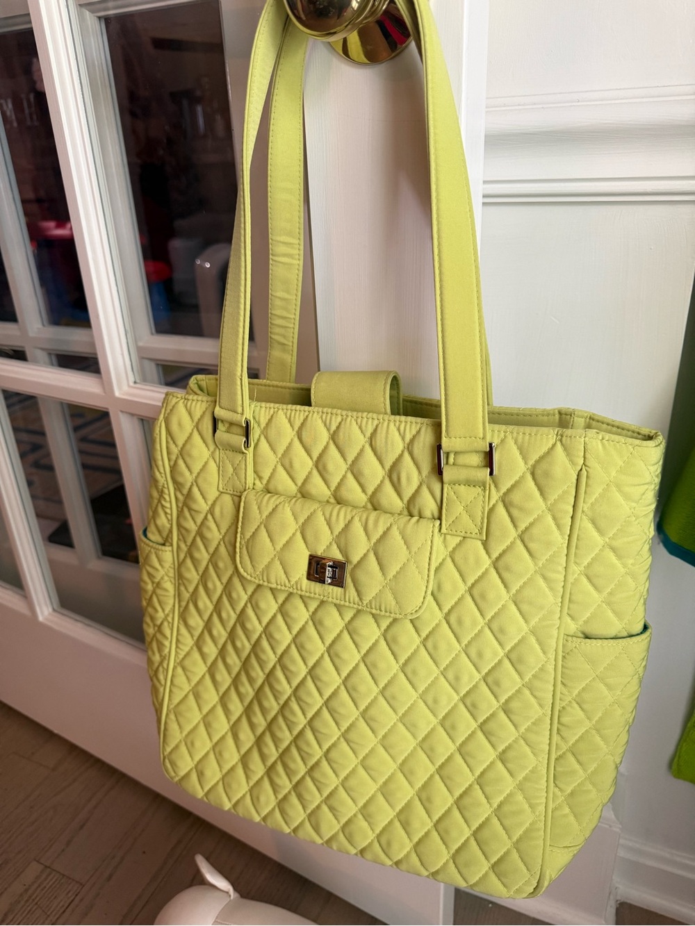 Vera Bradley Quilted Lime Green Tote Bag - Women's Shoulder Bag